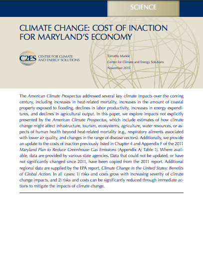 Climate Change: Cost of Inaction for Maryland's Economy