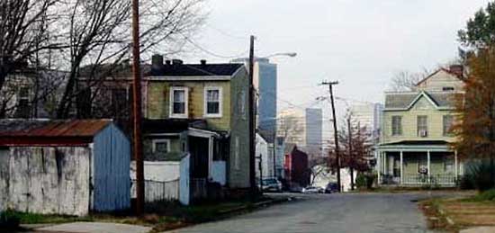 Union Hill neighborhood and downtown skyline, Source: City of Richmond Office of Sustainability.
