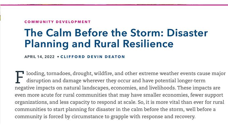 The Calm Before the Storm: Disaster Planning and Rural Resilience