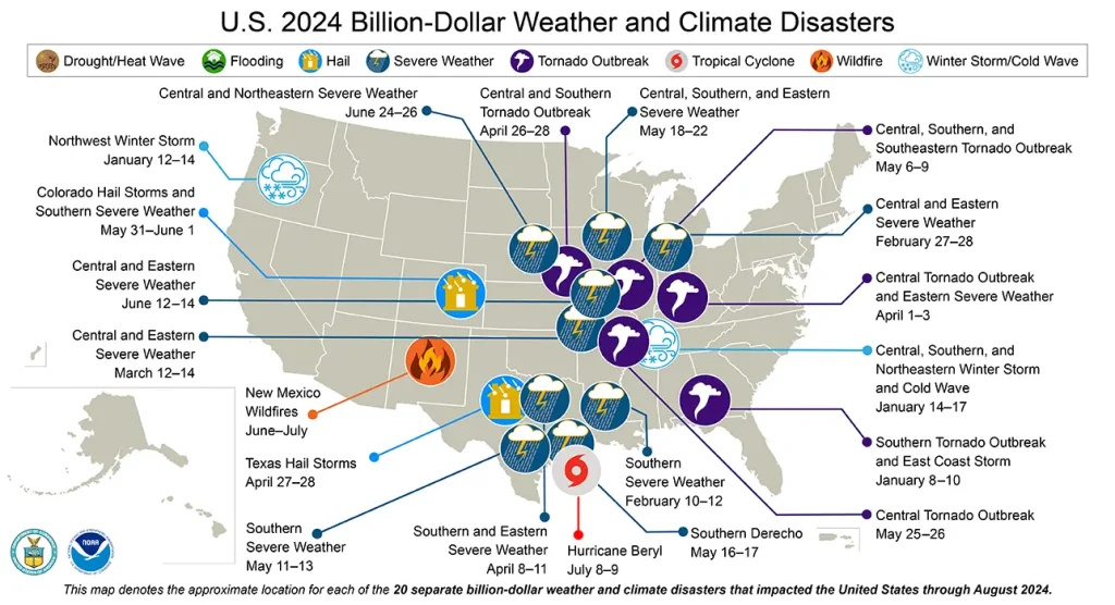 U.S. 2024 Billion-Dollar Weather and Climate Disasters